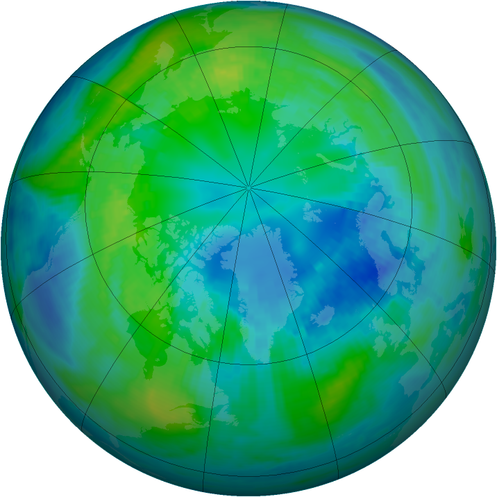 Arctic ozone map for 20 October 1988